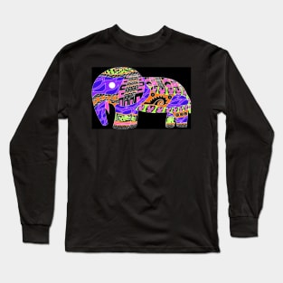 elephant in rainbow folk arts ecopop zentangle Long Sleeve T-Shirt